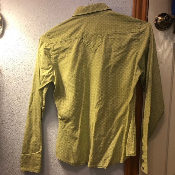 green pattern button down - Picture 2 of 4